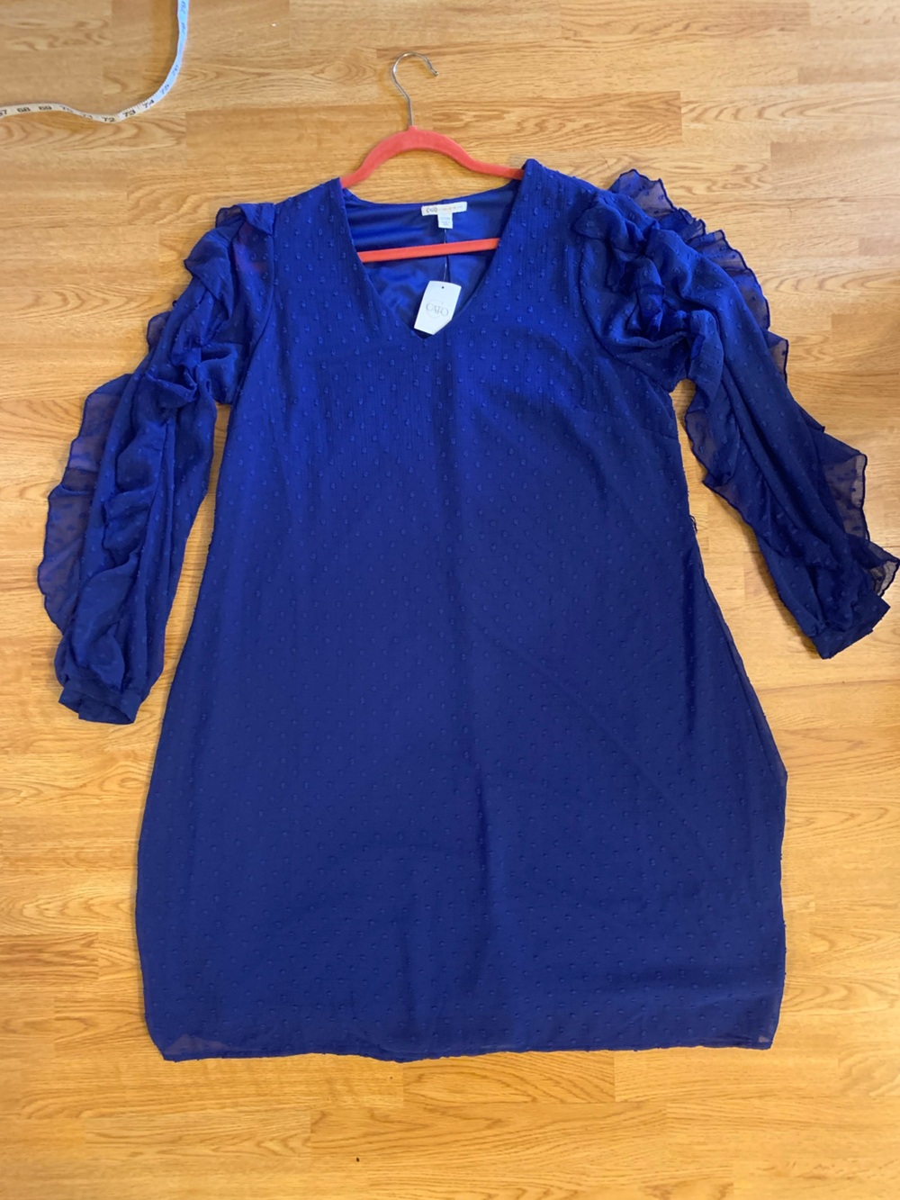 Cato Royal Blue Long Sleeve Textured Midi Dress